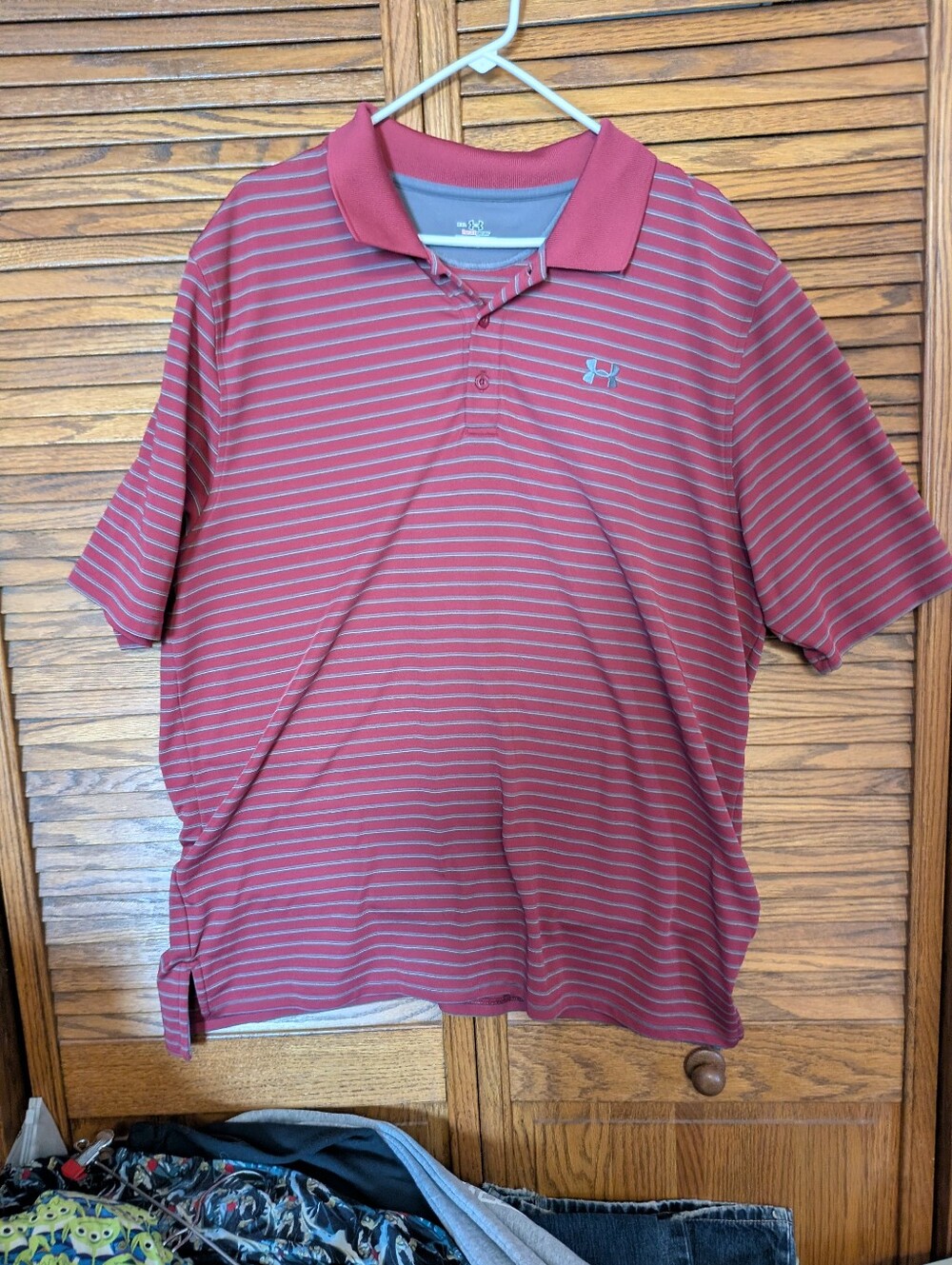 Under Armour Heat‎ Gear Men's Maroon Striped Golf Polo Size XXL